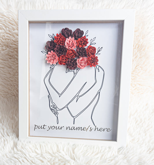 Two Loves Couple Minimalist Line Art Flower Box