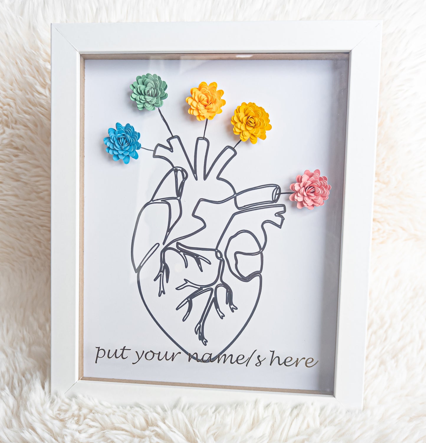 Hearts Love Minimalist Line Art Flower Box
