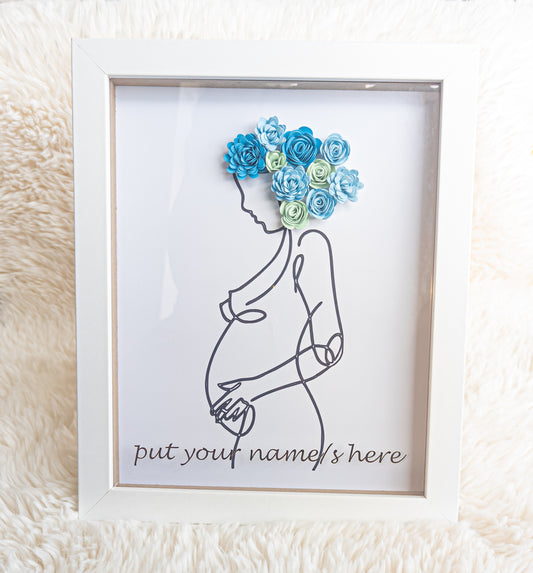 Pregnancy Belly Minimalist Line Art Flower Box