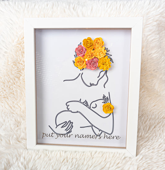 Mother & Baby Minimalist Line Art Flower Box